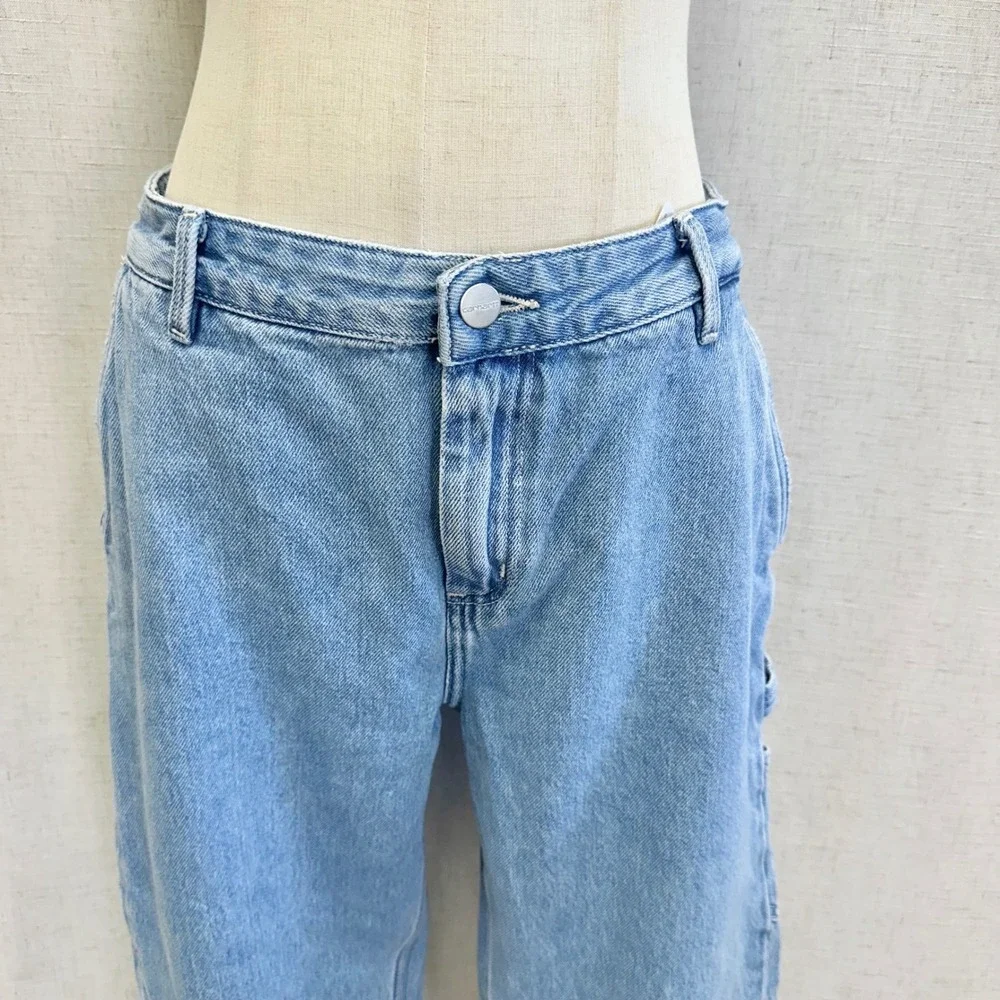 Carhartt WIP Pierce Carpenter Jeans Light Blue Wash RW Boyfriend Denim Size 28‎